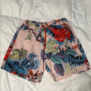 Saxx Tropical Print Pink Swim Shorts Medium